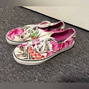 Vans Pink and White Floral Sneakers